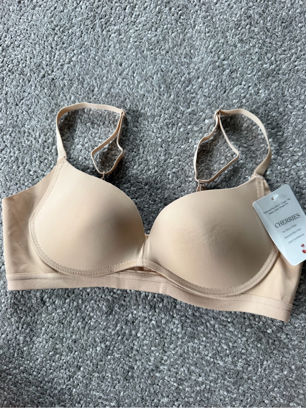 Cherries Nude Office Elegance Wireless Push-Up Bra, NWT